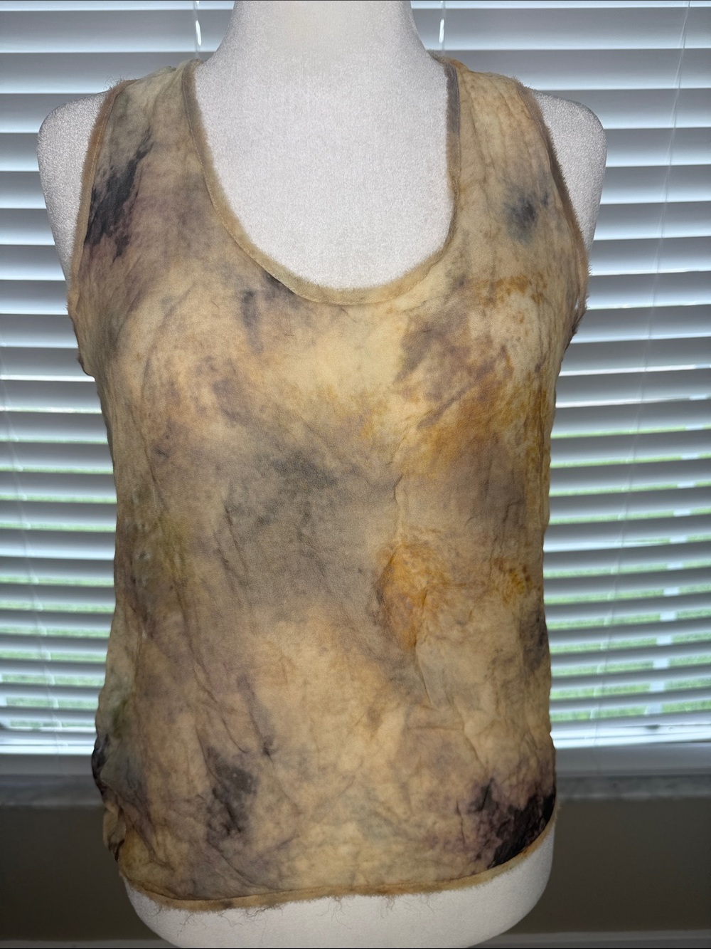 Tie-Dye Tank Top in Yellow & Brown - Women's Sleeveless Top